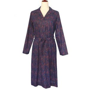 Vintage 60s Cotton Paisley Shirt Dress Day Dress NWOT, Large 12 14